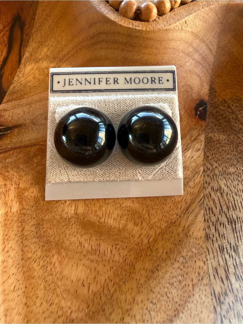 Jennifer Moore  Round pierced Earrings in Deep Brown-Black